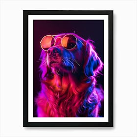 Beautiful Dog Under Neon Lights 14 Art Print