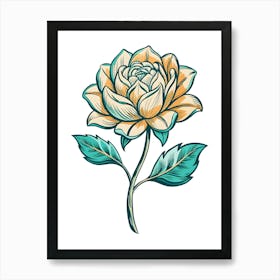 Vintage Rose Flower Illustration Art Print