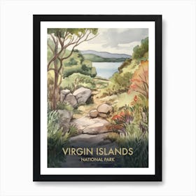 Virgin Islands National Park Watercolour Vintage Travel Poster 3 Art Print