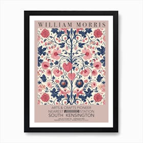 William Morris Valentines Gift Red Pink And Blue Flowers Art Print