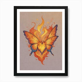 Butterfly In Flames Art Print