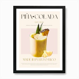 Pina Colada Cocktail Mid Century Art Print