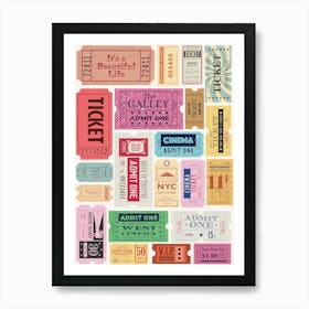 Collection Of Movie Tickets Art Print