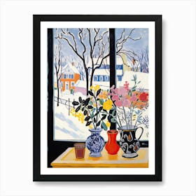 The Windowsill Of Moscow   Russia Snow Inspired By Matisse 3 Art Print