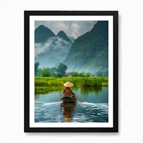 Woman In A Boat On A River 1 Art Print