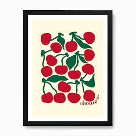 Red Cherries Kitchen  Art Print