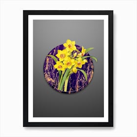 Vintage Chinese Sacred Lily Botanical in Gilded Marble on Soft Gray n.0013 Art Print