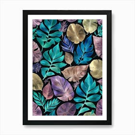 Watercolor Tropical Leaves Art Print Art Print