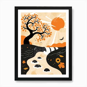 Autumn Tree And Stream Art Print