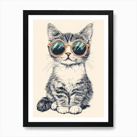 Cat In Sunglasses.Generated AI. Wall Art Print Art Print