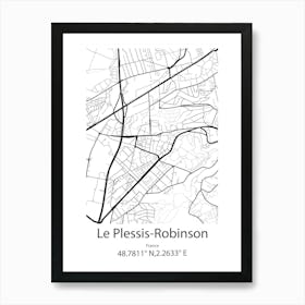 Le Plessis Robinson,France Minimalist Map Art Print