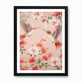 Vintage Japanese Inspired Bird Print Hummingbird 3 Art Print