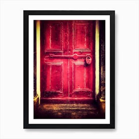 Padlocked Red Painted Door Art Print