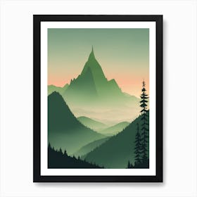 Misty Mountains Vertical Composition In Green Tone 49 Art Print