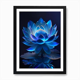 Blue Lotus Holographic 2 Art Print