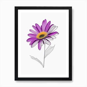 Osteospermum Floral Minimal Line Drawing 3 Flower Art Print