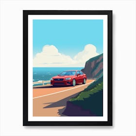 A Subaru Impreza In The Pacific Coast Highway Car Illustration 4 Art Print