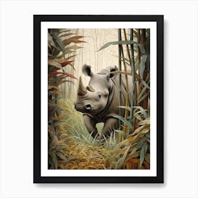 Rhino Exploring The Forest 6 Art Print