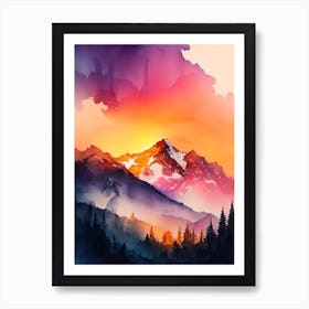 The Rocky Mountains Watercolour Art Print