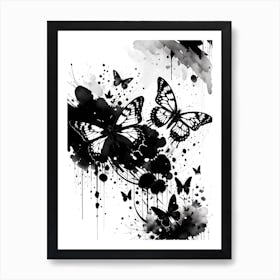 Black And White Butterflies 5 Art Print