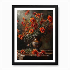 Baroque Floral Still Life Gaillardia 2 Art Print