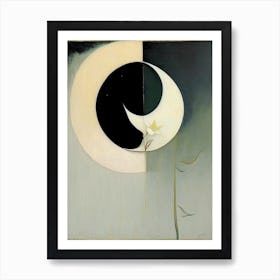 Crescent Moon And Lotus Symbol Abstract Painting Art Print