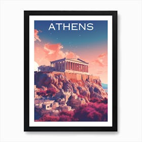 Colourful Greece travel poster Athens Art Print