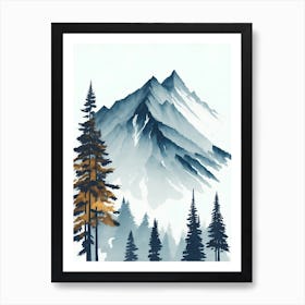 Mountain And Forest In Minimalist Watercolor Vertical Composition 239 Art Print