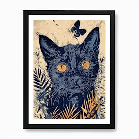 Black Cat With Yellow Eyes Art Print