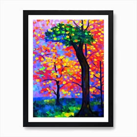 Golden Raintree Tree Cubist Art Print