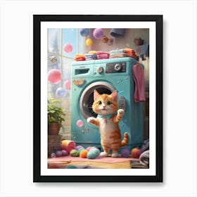 Cat In The Washing Machine 6 Art Print