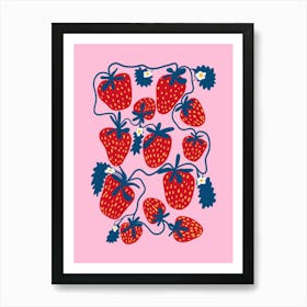 Strawberries Pink Art Print