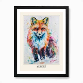 Arctic Fox Colourful Watercolour 3 Poster Art Print