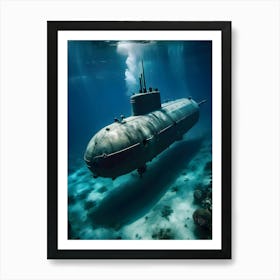 Submarine In The Ocean-Reimagined 8 Art Print