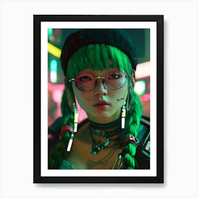 girl with green hair 1 Art Print