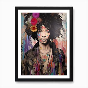 Jimi Hendrix Abstract Portrait 14 Art Print