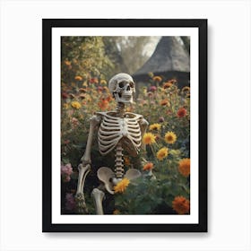Floral Skeleton Painting (7) Art Print