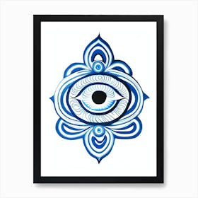 Om Aum, Symbol, Third Eye Blue & White 1 Art Print