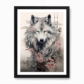 Honshu Wolf Chiaroscuro 1 Art Print