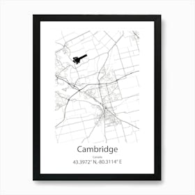 Cambridge,Canada Minimalist Map Art Print