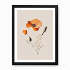 California Poppy Spices And Herbs Retro Minimal 5 Art Print