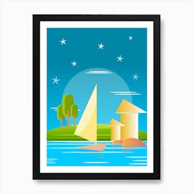 Sailboats On The Lake Art Print