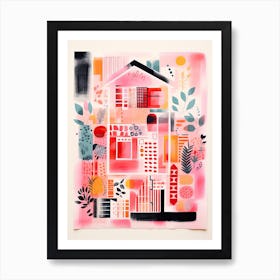 A House In London, Abstract Risograph Style 4 Art Print