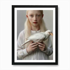 Girl With Bird Art Print