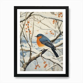 Winter Bird Painting Bluebird 2 Art Print