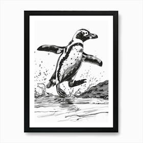 African Penguin Hauling Out Of The Water 2 Art Print