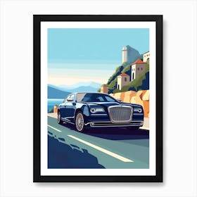 A Chrysler 300 In Amalfi Coast, Italy, Car Illustration 2 Art Print