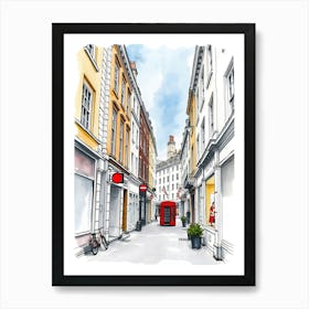 London Street With Red Bus Art Print