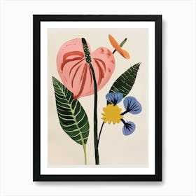 Painted Florals Flamingo Flower 4 Art Print