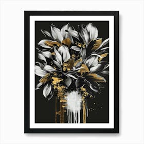 Gold And Black Flowers 2 Art Print